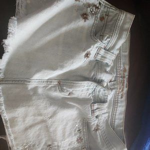 A&F Light wash denim mini skirt